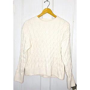 Rachel Zoe : size : XL : cream ivory chunky cableknit ribbed crewneck sweater